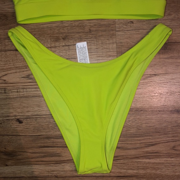 NEW!! F21 Lime Green Cutout Bikini 👙 Top and Bottoms - Picture 8 of 9